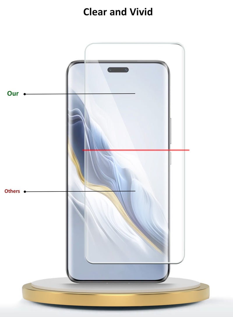 Wtech Honor Magic6 Pro 5G 2024 Premium Curved Edges UV Full Glue Full Cover Tempered Glass Screen Protector (MSGUCN) - Clear  - Image 4