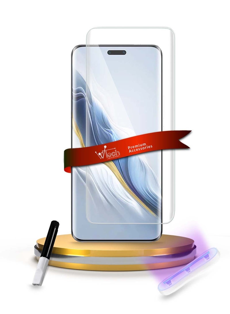 Wtech Honor Magic6 Pro 5G 2024 Premium Curved Edges UV Full Glue Full Cover Tempered Glass Screen Protector (MSGUCN) - Clear  - Image 1