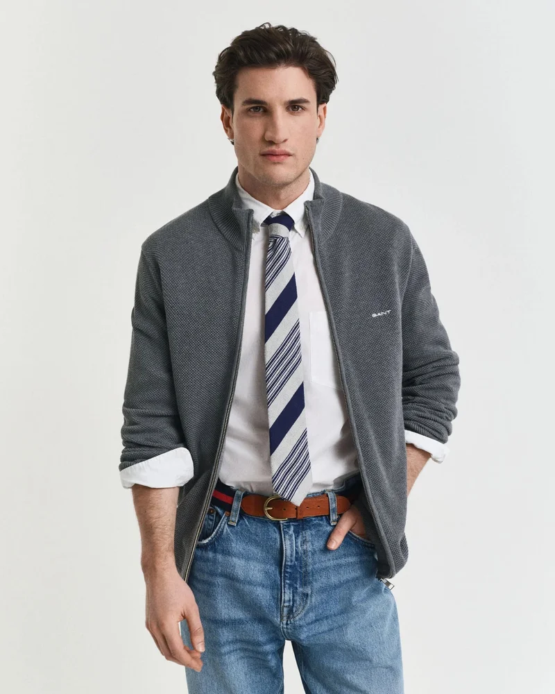 GANT Gant Cotton Piqué Zip Cardigan