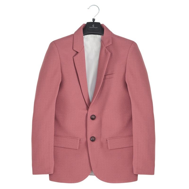 CHARCHIT Boys Regular Fit Plain Blazer and T-Shirt Set in Pink - Image 3