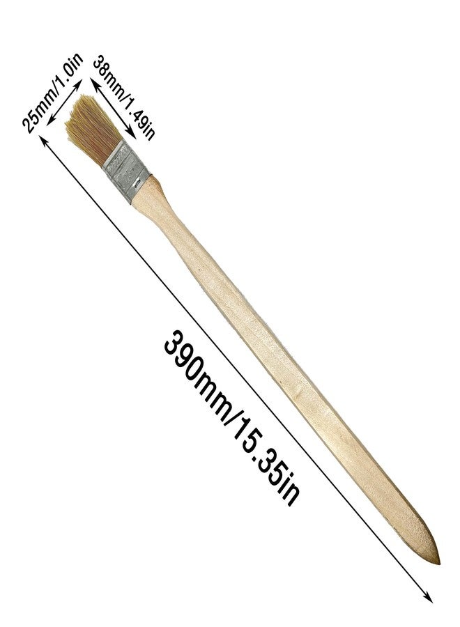 ZLYY 2 Pcs Straight Head Paint Brush Pig Hair with Long Wooden Handle,Wood Handle Metal Hoop Straight Head Paint Brush Beige White(Brush Head Width 25mm/1.0in) - Image 3