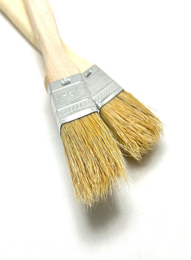 ZLYY 2 Pcs Straight Head Paint Brush Pig Hair with Long Wooden Handle,Wood Handle Metal Hoop Straight Head Paint Brush Beige White(Brush Head Width 25mm/1.0in) - Image 4
