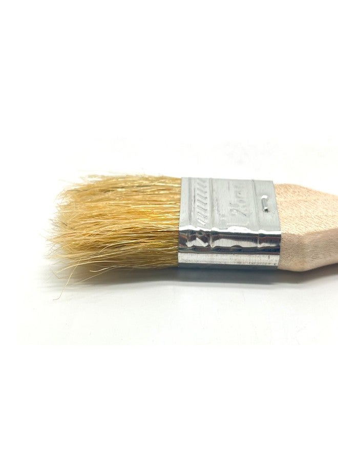 ZLYY 2 Pcs Straight Head Paint Brush Pig Hair with Long Wooden Handle,Wood Handle Metal Hoop Straight Head Paint Brush Beige White(Brush Head Width 25mm/1.0in) - Image 5