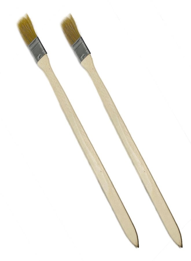 ZLYY 2 Pcs Straight Head Paint Brush Pig Hair with Long Wooden Handle,Wood Handle Metal Hoop Straight Head Paint Brush Beige White(Brush Head Width 25mm/1.0in) - Image 2