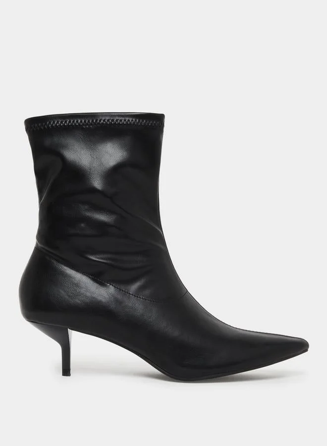 Black Kitten Heel Ankle Boots