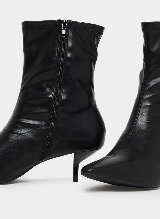 ستايلي حذاء بوت سادة بكعب قطة - Image 4