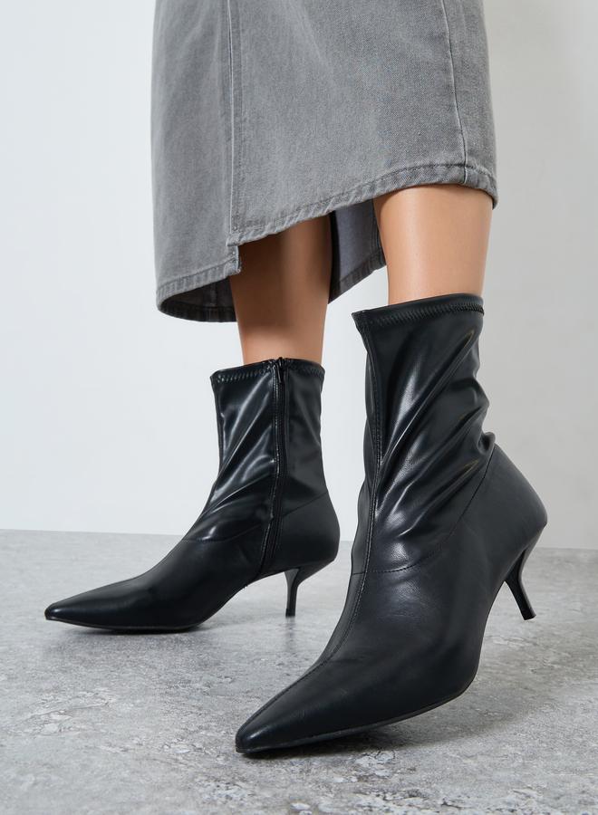 ستايلي حذاء بوت سادة بكعب قطة - Image 2