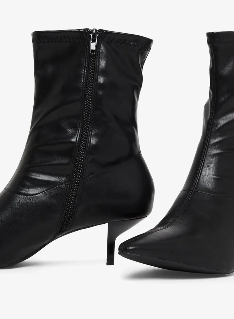 Styli Black Kitten Heel Ankle Boots