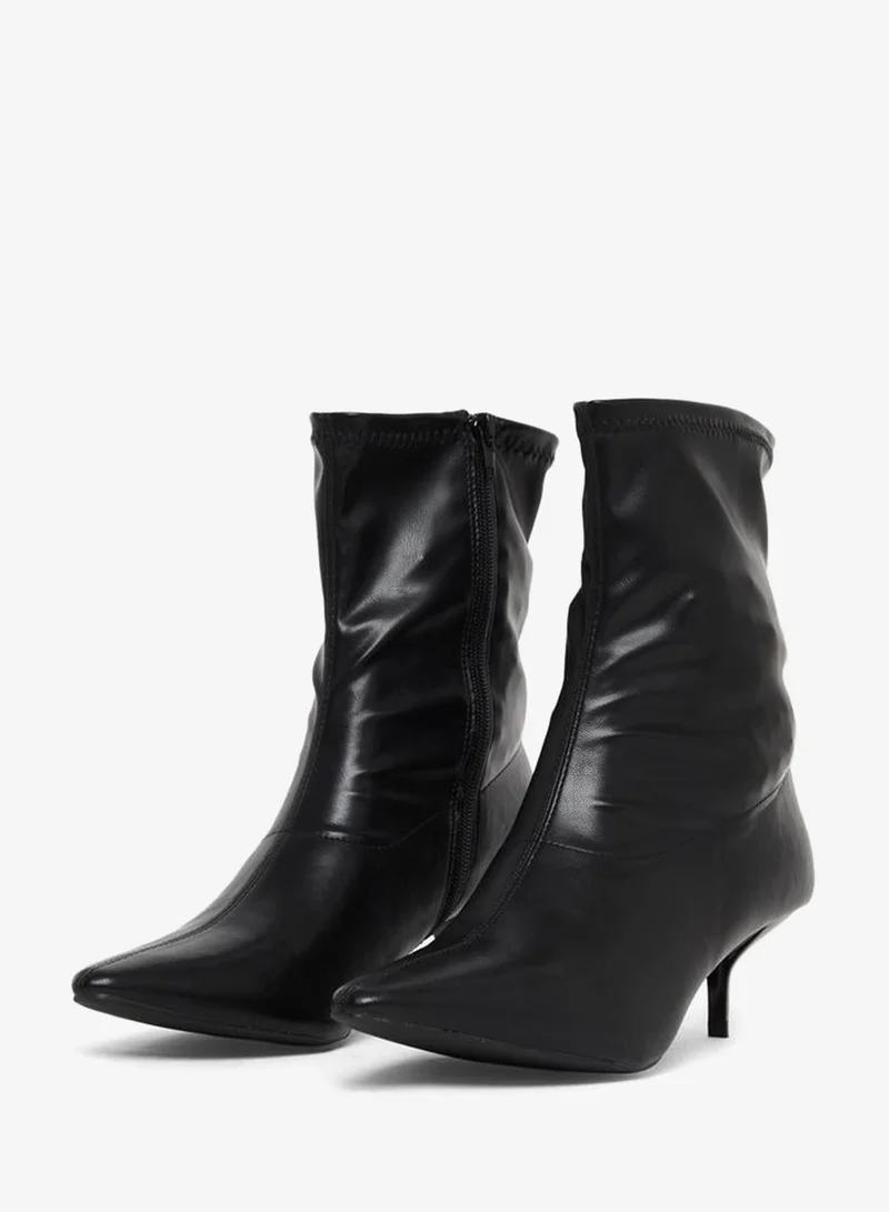 Styli Black Kitten Heel Ankle Boots