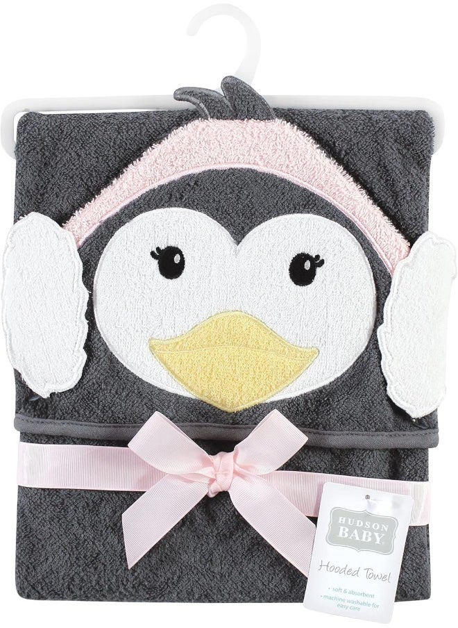 hudson baby Hudson Baby ANIMAL HOODED TOWEL (WOVEN TERRY) PENGUIN  - Image 2