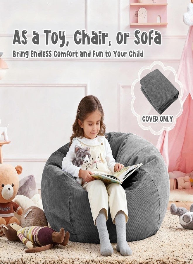 Nobildonna Bean Bag Chair Cover (No Filler) for Kids and Adults,Beanbag Stuffed Animal Storage Without Filling Plush Toys Holder and Organizer Soft Premium Corduroy 200L - Image 4