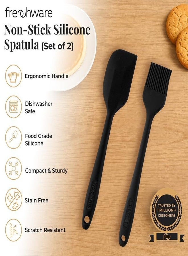 Frenchware (Set of 2, Black) Oil Brush for Cooking & Non-Stick Silicone Spatula Baking & Mixing - Seamless Design, Heat-Resistant -40°C to 230°C, Food-Grade & BPA-Free, Dishwasher Safe - Image 2