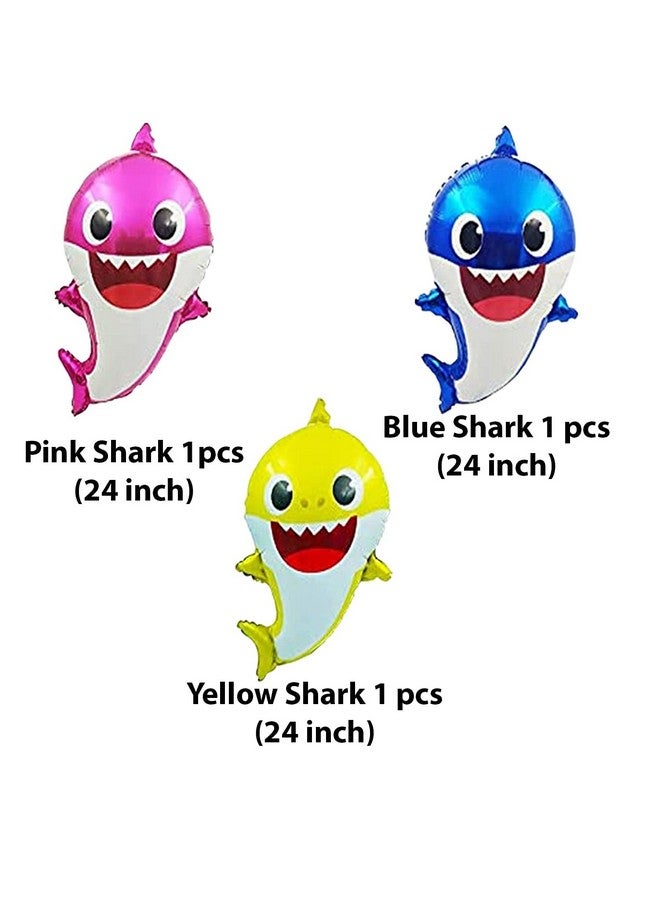 بارتي بروبس ديكورات عيد ميلاد على شكل سمكة قرش صغيرة من بارتي بروبس - 5 قطع ديكورات حفلات عيد الميلاد الثاني للأولاد| ديكورات عيد الميلاد الثاني للبنات| بالونات سمكة قرش صغيرة | بالونات فويل لتزيين أعياد الميلاد، متعددة الألوان - Image 5
