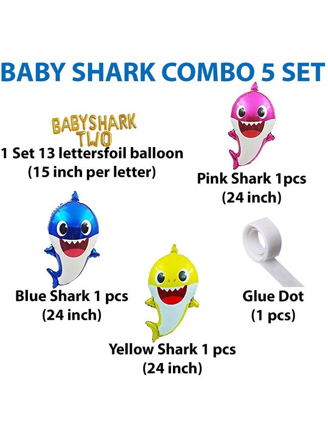 بارتي بروبس ديكورات عيد ميلاد على شكل سمكة قرش صغيرة من بارتي بروبس - 5 قطع ديكورات حفلات عيد الميلاد الثاني للأولاد| ديكورات عيد الميلاد الثاني للبنات| بالونات سمكة قرش صغيرة | بالونات فويل لتزيين أعياد الميلاد، متعددة الألوان - Image 3