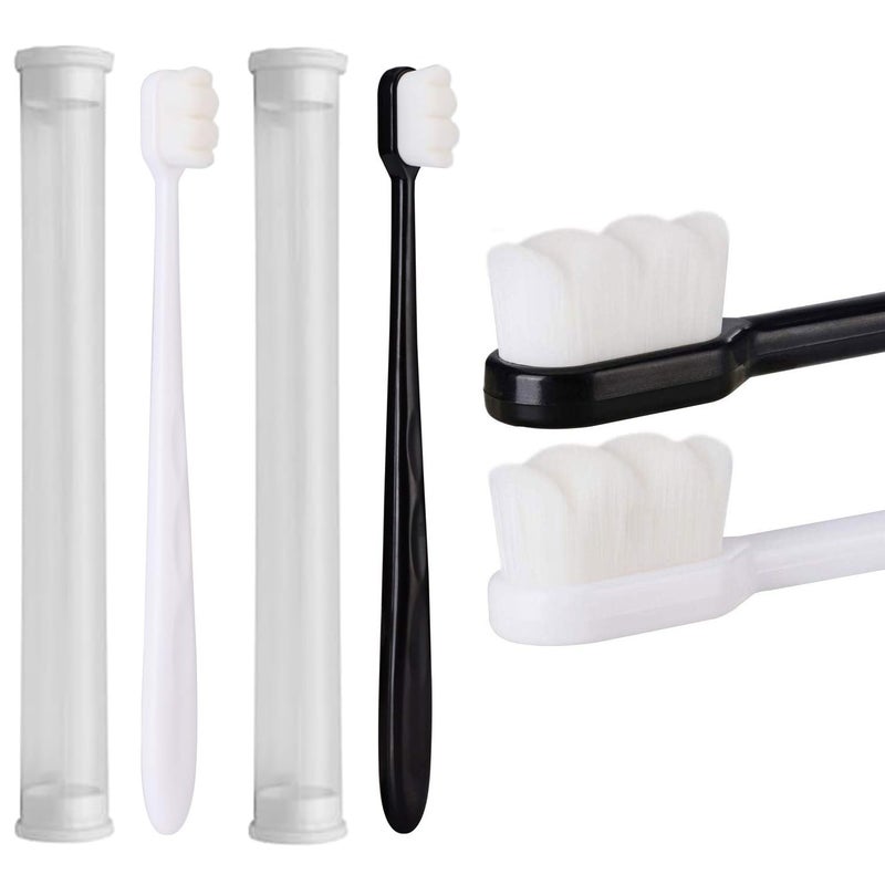 9UP® Extra Soft Toothbrush | 2Pcs Manual Ultra Soft Toothbrush For Adult | Ultra Soft Micro-Nano 20000 Bristled For Sensitive Gums & Teeth Toothbrush (White & Black) - Image 1