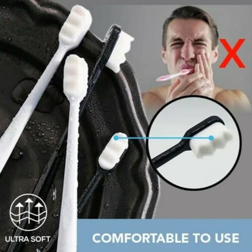 9UP® Extra Soft Toothbrush | 2Pcs Manual Ultra Soft Toothbrush For Adult | Ultra Soft Micro-Nano 20000 Bristled For Sensitive Gums & Teeth Toothbrush (White & Black) - Image 5
