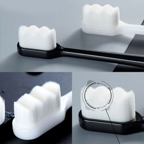 9UP® Extra Soft Toothbrush | 2Pcs Manual Ultra Soft Toothbrush For Adult | Ultra Soft Micro-Nano 20000 Bristled For Sensitive Gums & Teeth Toothbrush (White & Black) - Image 2