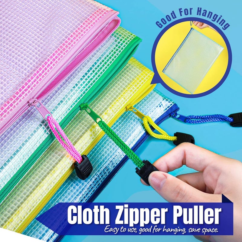 LEOBRO 20PCS Zipper Pouch, A4 Mesh Zipper Pouch Bags, Waterproof Bag, Mesh Bags for Classroom Organization, Toy Storage, School Supplies, Travel Essentials, File Jackets & File Pockets - Image 5