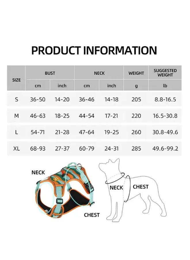 Orange Reflective Adjustable Large Dog Harness with Non Slip Chest Strap Heavy Duty Oxford Fabric - Image 3