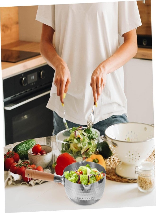 SHOWERORO Stainless Steel Yukihira Pan 14 Inch Japanese Style Saucepan with Double Spout for Cooking Ramen and Sauces - Image 2