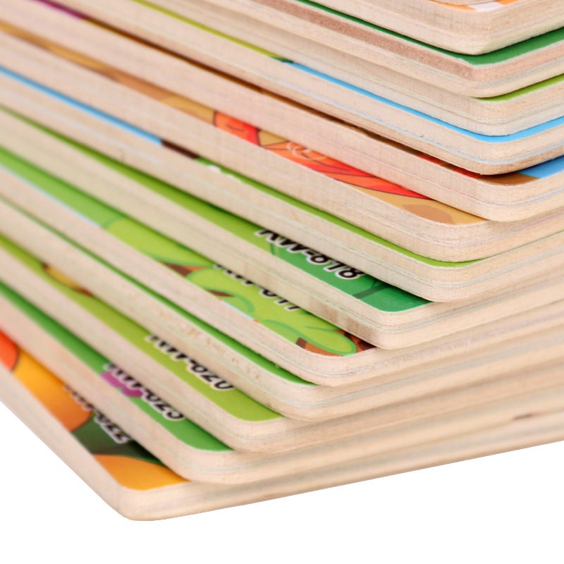 9-Piece Wooden Jigsaw Puzzle With Base, Early Education Educational Toy Featuring Animals And Transportation, Cartoon Splicing - Image 3