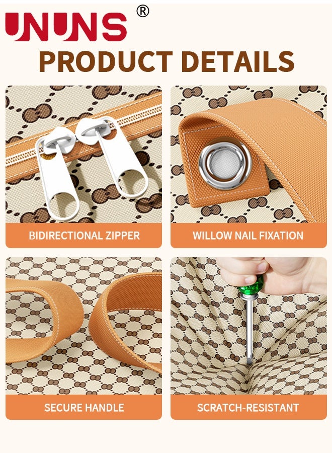 UNUNS 4 Pack Moving Bags,Large Moving Boxes with Zippers And Handles,Moving Supplies with Lids,Heavy Duty Totes For Storage Bags For Space Saving,Fold Flat,Moving And Storing,90*57*26CM,Brown Polka Pots - Image 4