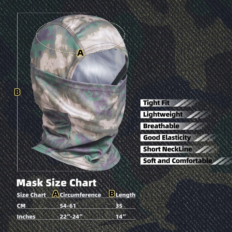 XY3545HS Camo Balaclava Face Mask for Man and Women-Huntingï¼ŒSkiingï¼ŒMotorcycle Windproofï¼ŒUV Protection&Military Training - Image 3