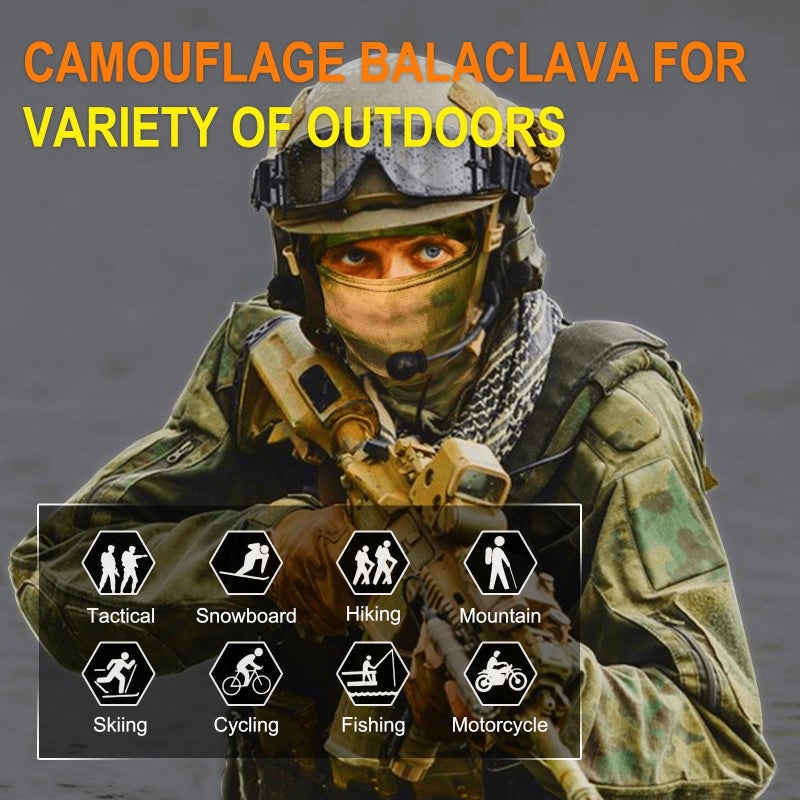 XY3545HS Camo Balaclava Face Mask for Man and Women-Huntingï¼ŒSkiingï¼ŒMotorcycle Windproofï¼ŒUV Protection&Military Training - Image 2