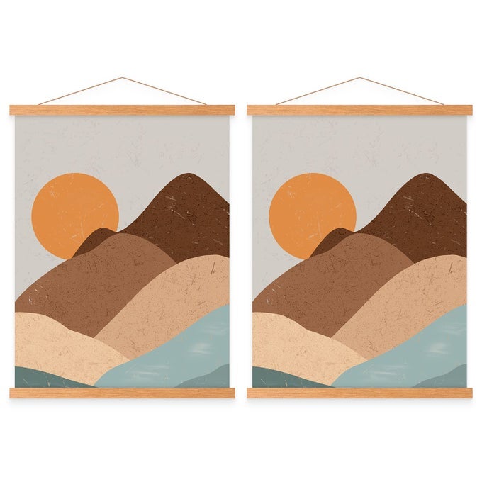 B2 MAGNETIC POSTER RAIL B2 50 X 70 POSTER FRAME WOODEN POSTER STRIP POSTER HANGER FOR PRINTS AND ARTWORK 50 CM TEAK WOOD 2 PACK