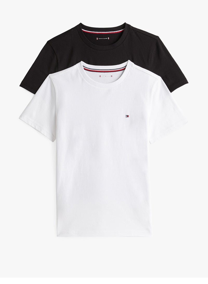 تومي هيلفيغر طقم تي شيرت قطعتين للأطفال بياقة دائرية وشعار - Image 1