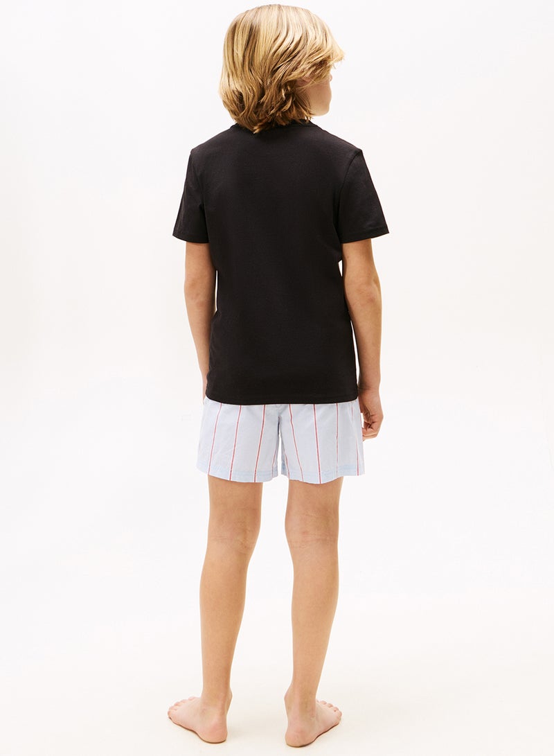 تومي هيلفيغر طقم تي شيرت قطعتين للأطفال بياقة دائرية وشعار - Image 4