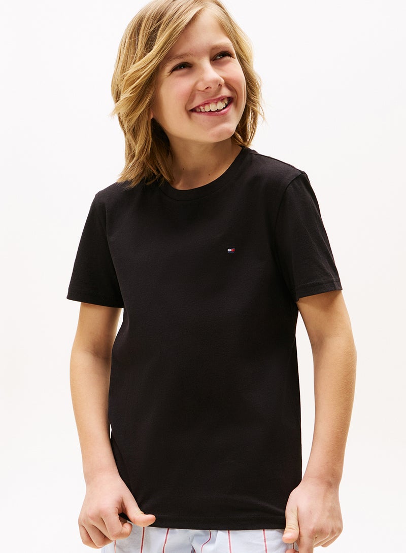 تومي هيلفيغر طقم تي شيرت قطعتين للأطفال بياقة دائرية وشعار - Image 3