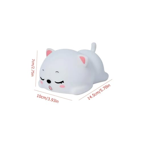 GITGRNTH Rechargeable Silicone Cat Night Light for Kids | Kawaii Cat Lamp Tap and Touch Color-Changing LED Lamp |Adorable Room Decor & Gift for Toddlers, Teens (Cat Light Lamp, Regular), White - Image 3