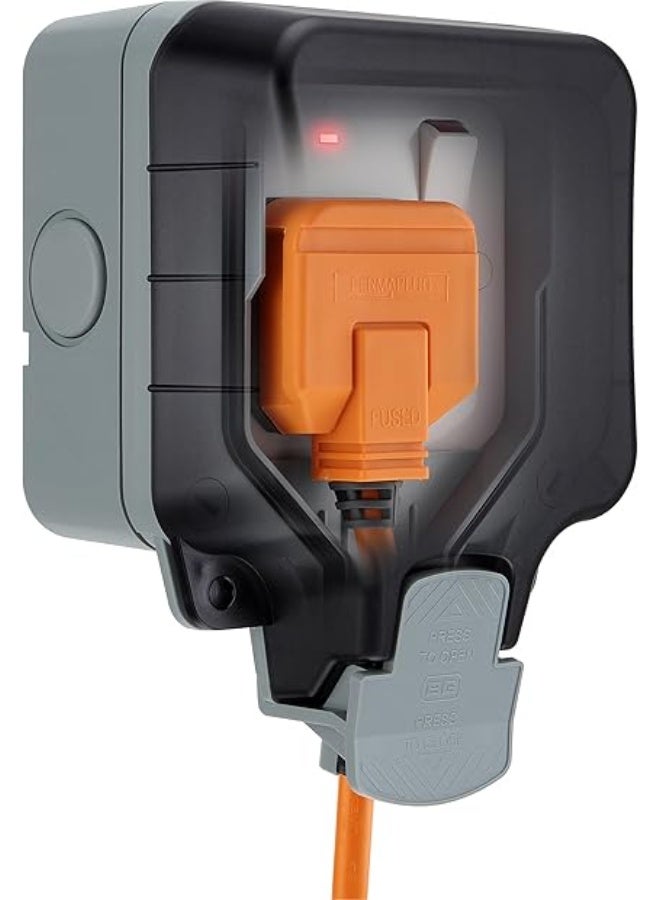 Outdoor Single Power Socket, Waterproof and Weatherproof IP66, 13A, Grey – Model WP21-01 - Image 1