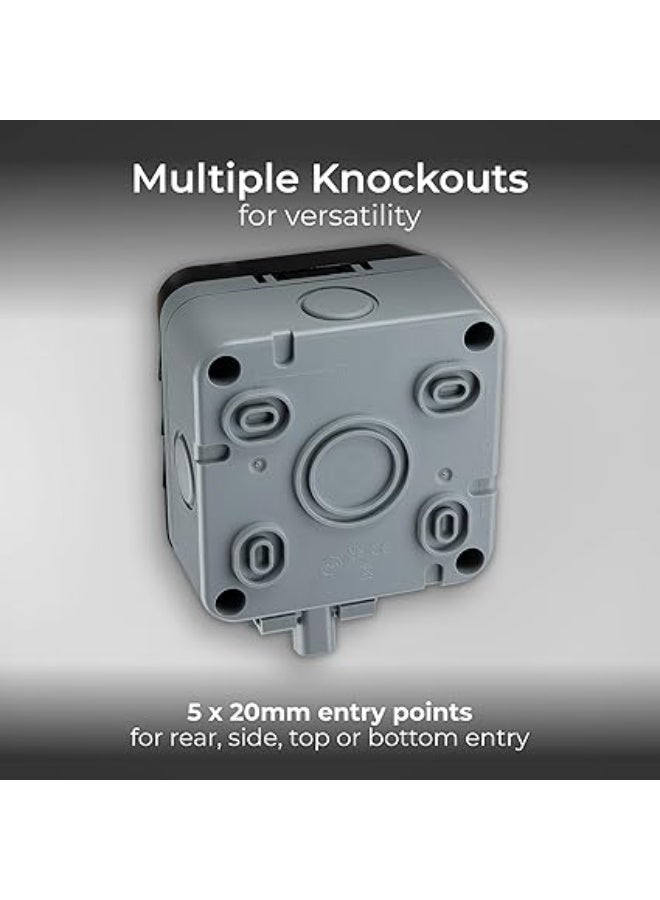 Outdoor Single Power Socket, Waterproof and Weatherproof IP66, 13A, Grey – Model WP21-01 - Image 3