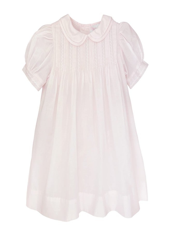 Petit Ami Baby Girls' Dress with Pintucks and Feather Stitching, 9 Months, Pink - Image 1
