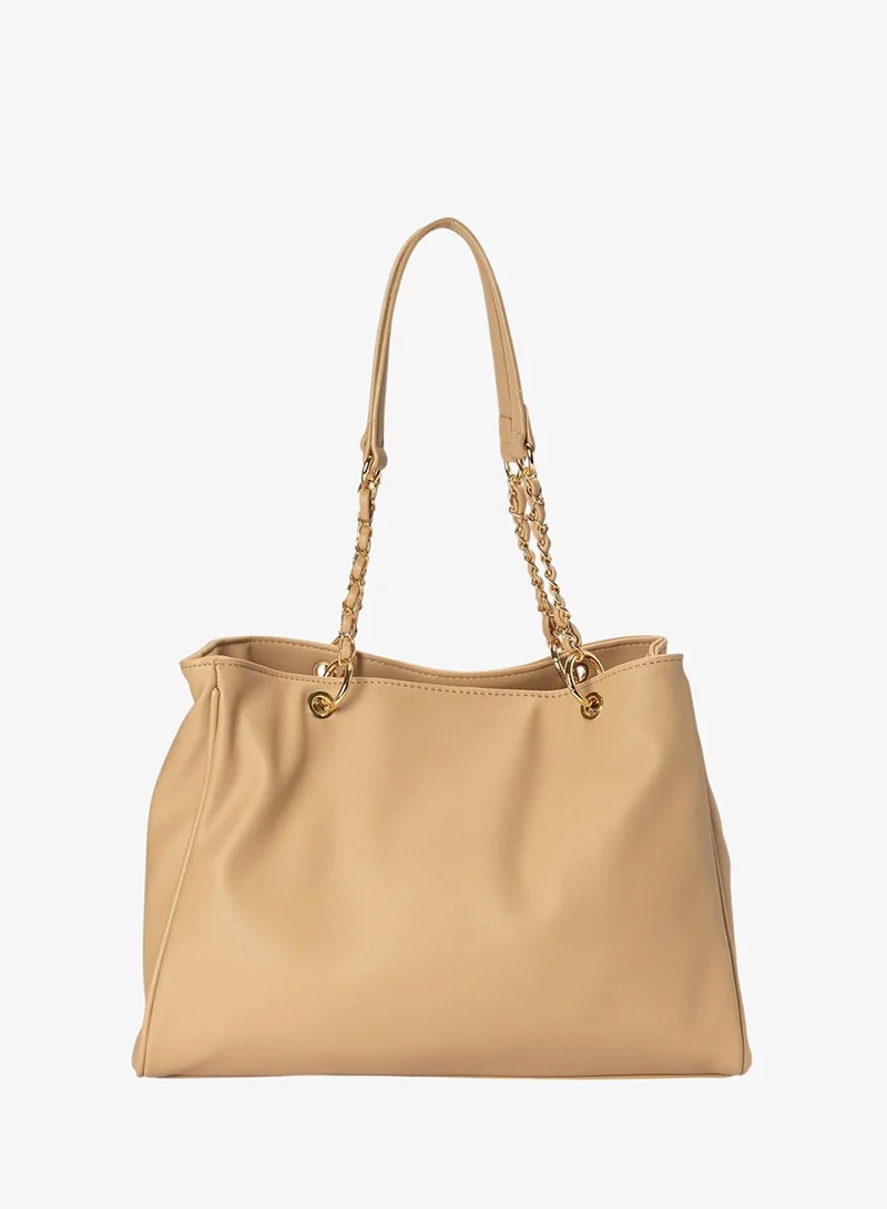 Bata Solid Shoulder Bag with Chain Detail Strap