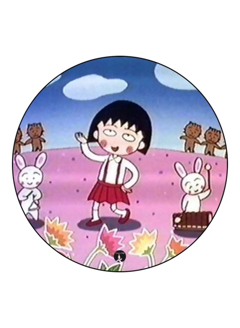 Anime Chibi Maruko Chan Themed Printed Mouse Pad  Blue/k/Black