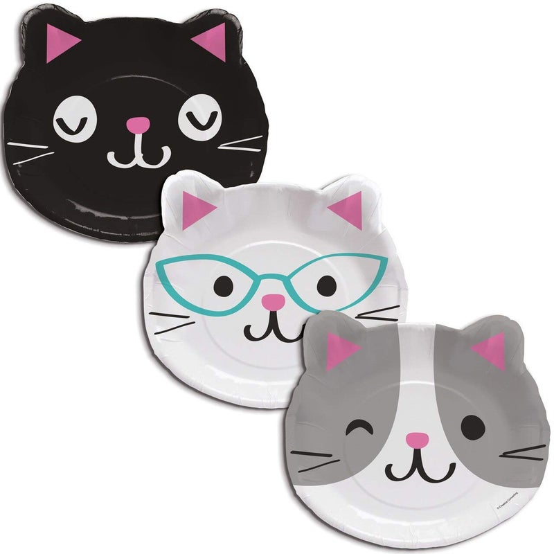 Creative Converting 328704 Cute Cats Shaped Paper Dinner Plates - 8 Pcs Multicolor, 8" x 9" - Image 4