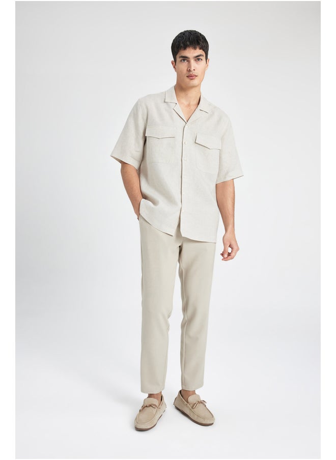 DeFacto - Man Smart Casual Relax Fit Resort Neck Woven Short Sleeve Shirt - Image 1