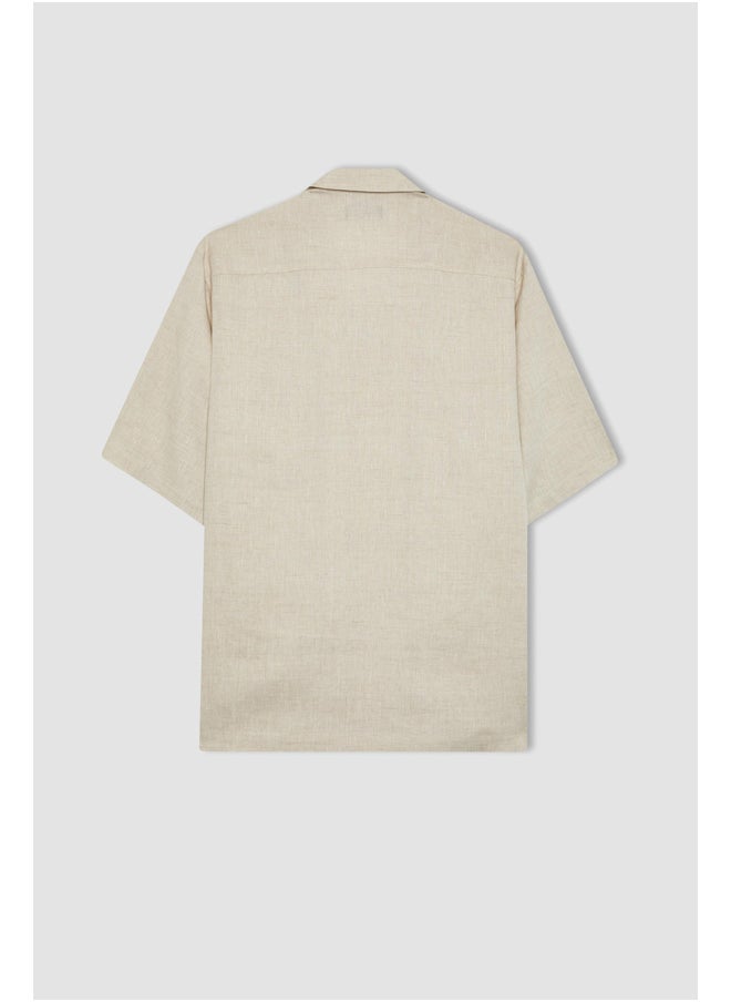 DeFacto - Man Smart Casual Relax Fit Resort Neck Woven Short Sleeve Shirt - Image 1