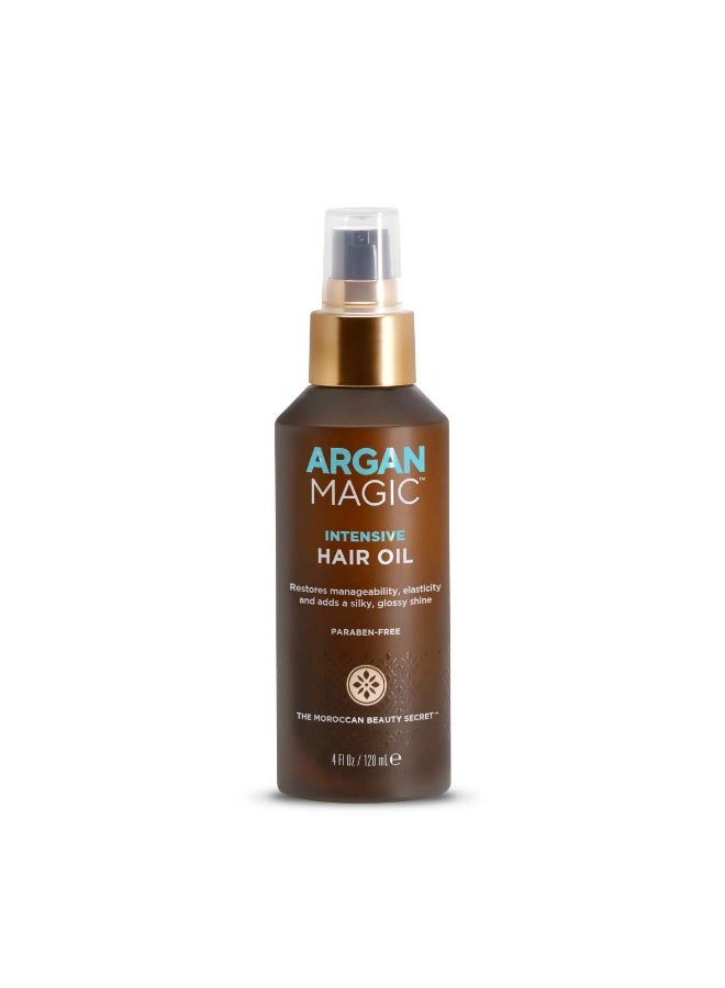Argan Magic Intensive Hair Oil - Restores Manageability and Elasticity | Adds Shine and Gloss | Controls Frizz | Made in USA, Paraben Free, Cruelty Free (4 oz) - Image 1