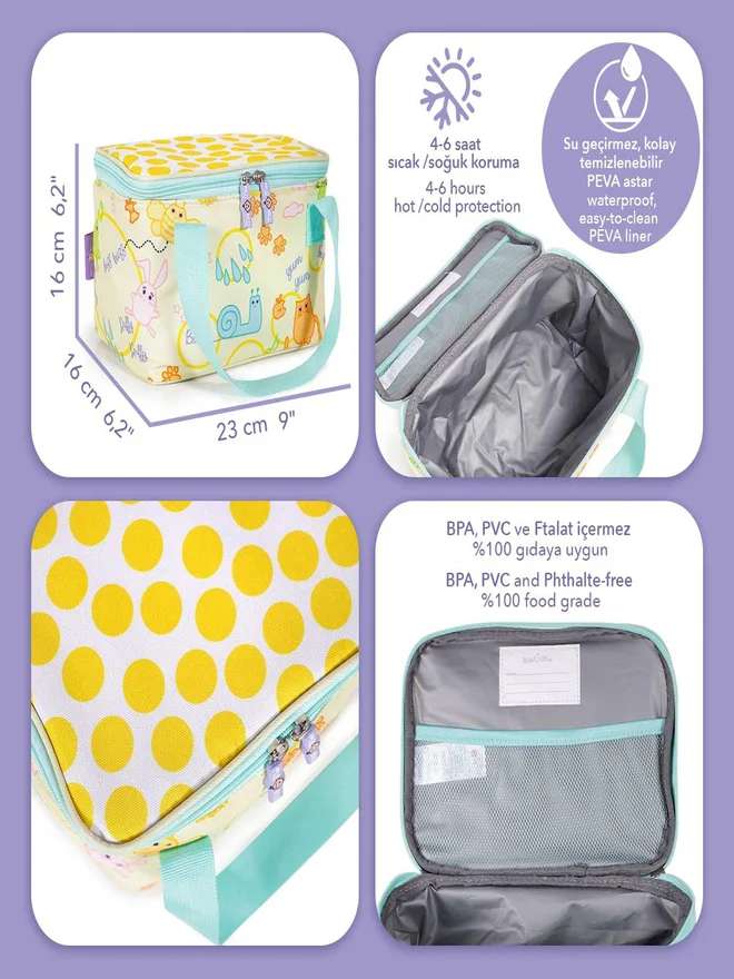 ميلك آند مو حقيبة غداء معزولة ميلك آند مو، أصفر