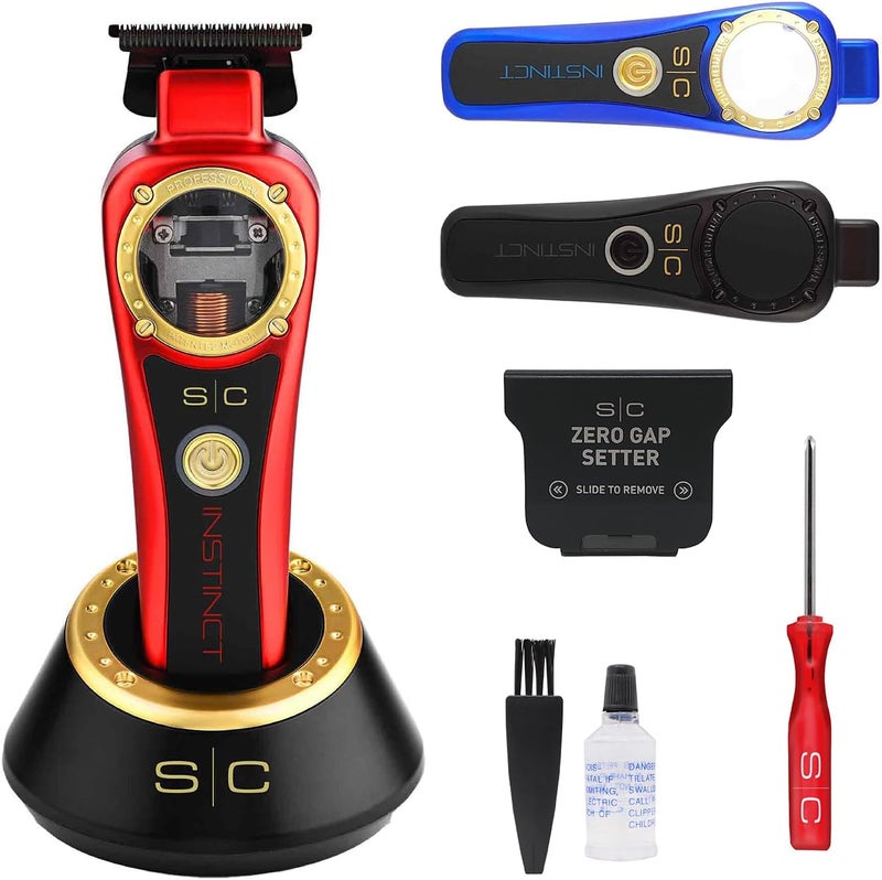 Professional Hair Trimmer for Men Stylecraft Instinct by Gamma pi Vector Motor Hair Trimmer with Intuitive Torque Control 180 Minutes Cordless Running Time Adjustable Blade 0 Gap 3 Covers