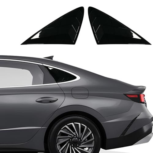 XYHGM for Hyundai Sonata 2020 2021 2022 2023 2024 2025 Window Louvers Rear Side Window Louvers Air Vent Scoop Shades Cover Blinds Trim Exterior Accessories 2PCS(Bright Pitch Black) - Image 1
