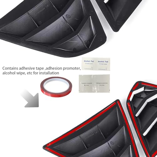 XYHGM for Hyundai Sonata 2020 2021 2022 2023 2024 2025 Window Louvers Rear Side Window Louvers Air Vent Scoop Shades Cover Blinds Trim Exterior Accessories 2PCS(Bright Pitch Black) - Image 5