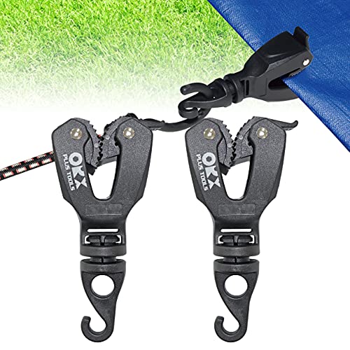 ORX PLUS TOOLS ORXPLUS TOOLS 2pcs ONE-HANDED TARP CLIPS with HOOK Tent Clips Awning Clamp Set Tent Clamps for Camping Canopies, Car Cover, Winter Boat Cover, Pool Cover, Sun Shade - Image 1