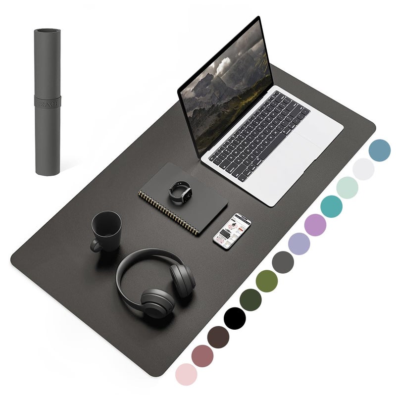 YSAGi Non-Slip Leather Desk Pad, Waterproof Laptop Computer Desk Keyboard Mat, Table Protector Blotter Mat, Large Mouse Pad for Office/Work/Home/Decor(Dark Gray, 31.5" x 15.7") - Image 1