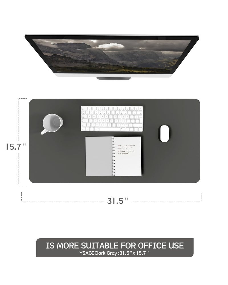YSAGi Non-Slip Leather Desk Pad, Waterproof Laptop Computer Desk Keyboard Mat, Table Protector Blotter Mat, Large Mouse Pad for Office/Work/Home/Decor(Dark Gray, 31.5" x 15.7") - Image 5