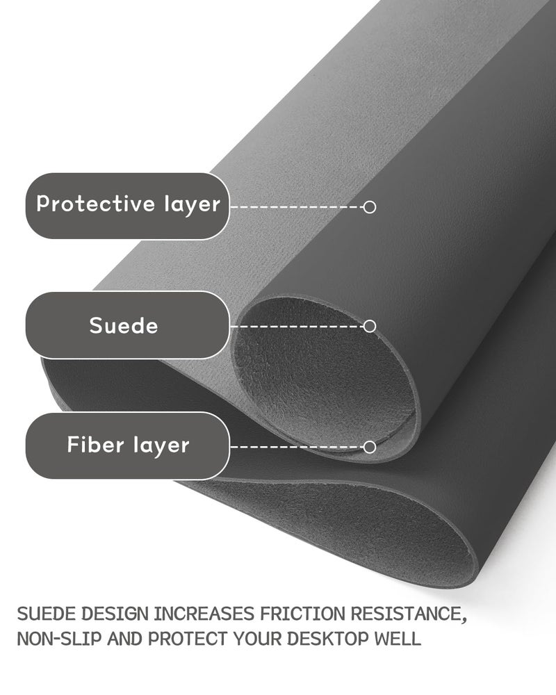 YSAGi Non-Slip Leather Desk Pad, Waterproof Laptop Computer Desk Keyboard Mat, Table Protector Blotter Mat, Large Mouse Pad for Office/Work/Home/Decor(Dark Gray, 31.5" x 15.7") - Image 2